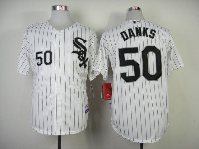 Men Chicago White Sox 50 Danks White black MLB Jerseys